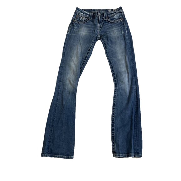 MISS ME Jeans Womans 26 Blue Low Rise Boot Cut Rhinestone Western Y2K - Picture 1 of 13